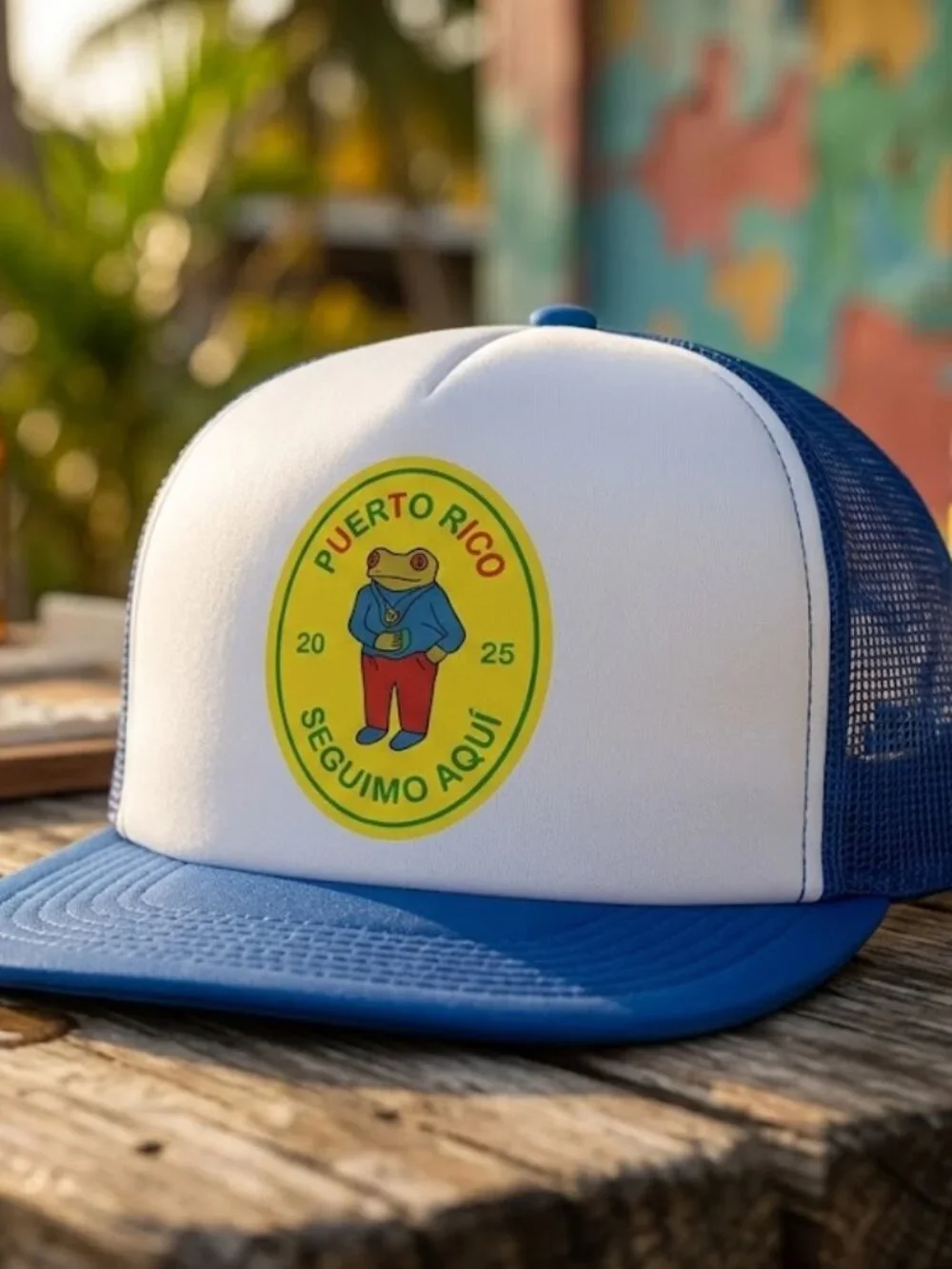 Retro Puerto Rico Seguimo Aqui Trucker Hat Vintage Flat Bill Foam Snapback Cap